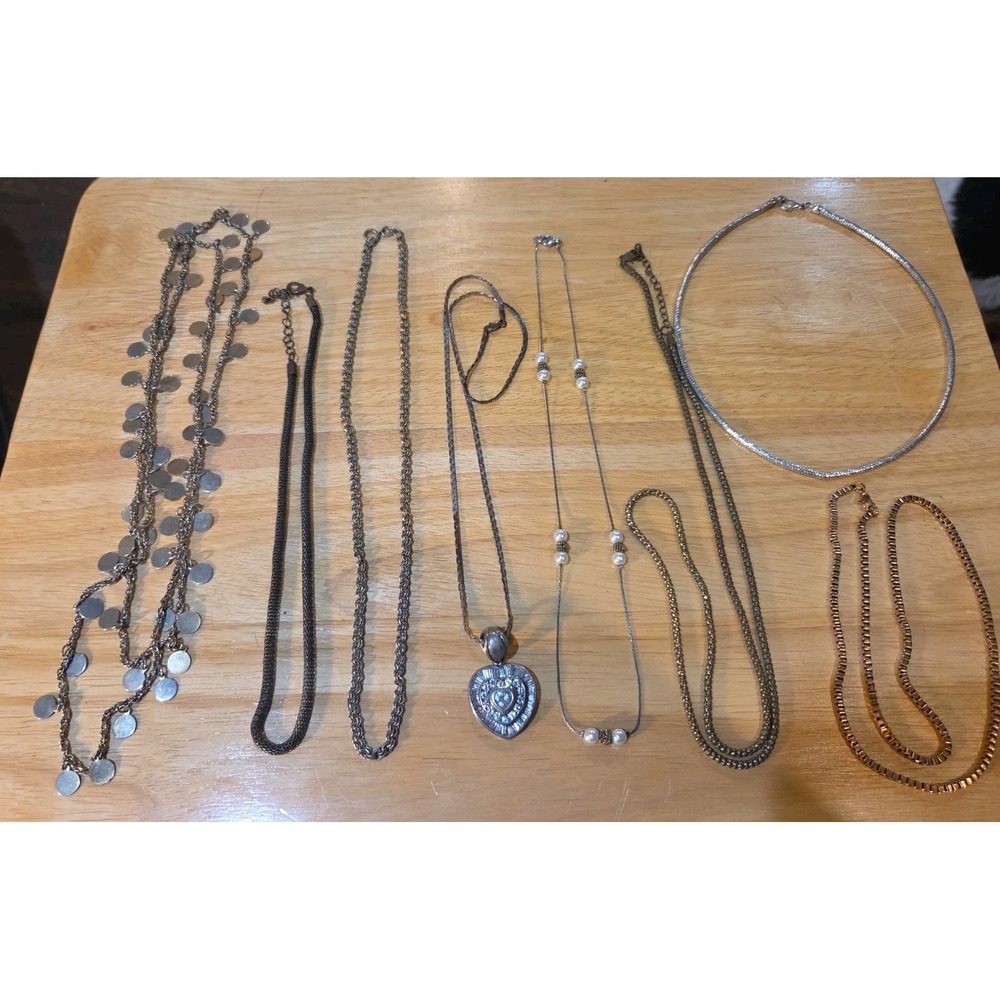 Lot Of 8 Misc Necklaces Jewelry Box Dump